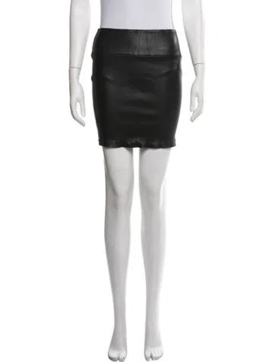 Pre-owned Sprwmn Leather Mini Skirt In Black
