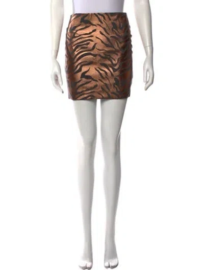 Pre-owned Sprwmn Leather Mini Skirt In Brown