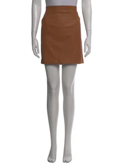 Pre-owned Sprwmn Leather Mini Skirt In Brown