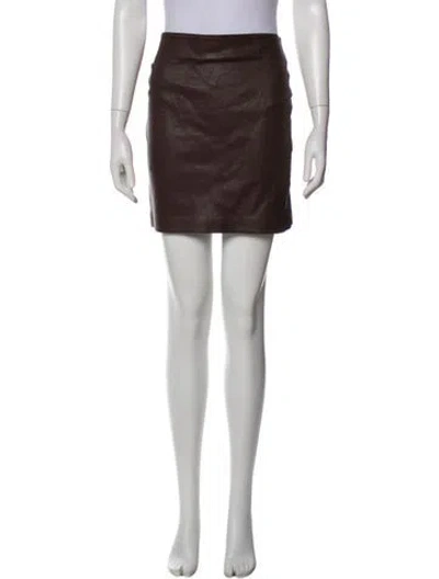 Pre-owned Sprwmn Leather Mini Skirt In Gray