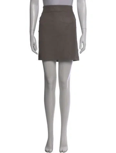 Pre-owned Sprwmn Leather Mini Skirt W/ Tags In Gray