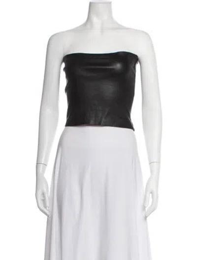 Pre-owned Sprwmn Leather Scoop Neck Top In White
