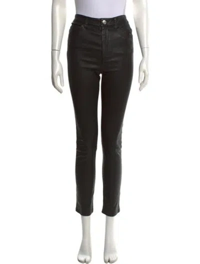 Pre-owned Sprwmn Leather Skinny Leg Pants In Black