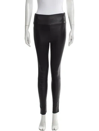 Pre-owned Sprwmn Leather Skinny Leg Pants In Black
