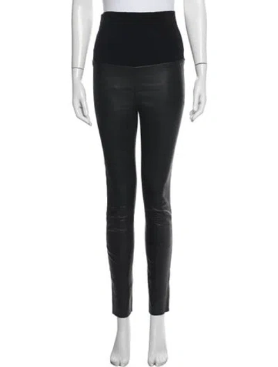 Pre-owned Sprwmn Leather Skinny Leg Pants In Black