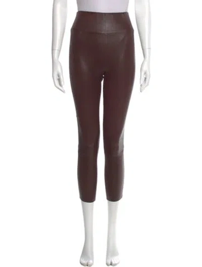 Pre-owned Sprwmn Leather Skinny Leg Pants In Brown