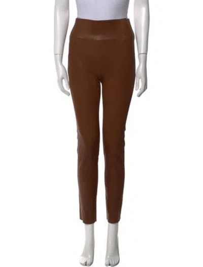 Pre-owned Sprwmn Leather Skinny Leg Pants In Brown