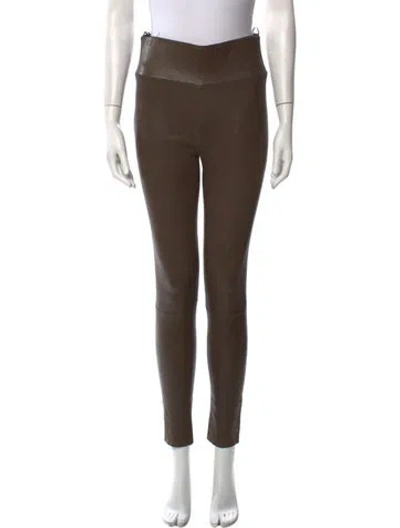 Pre-owned Sprwmn Leather Skinny Leg Pants In Brown