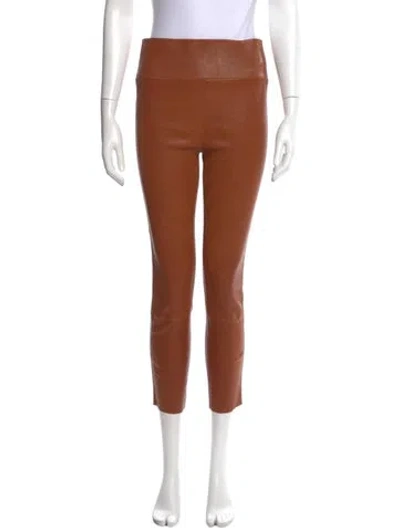 Pre-owned Sprwmn Leather Skinny Leg Pants In Brown