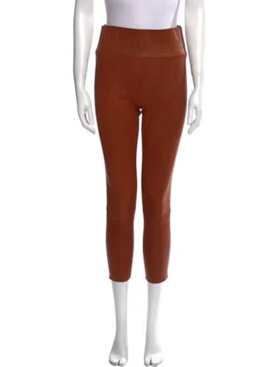 Pre-owned Sprwmn Leather Skinny Leg Pants In Brown
