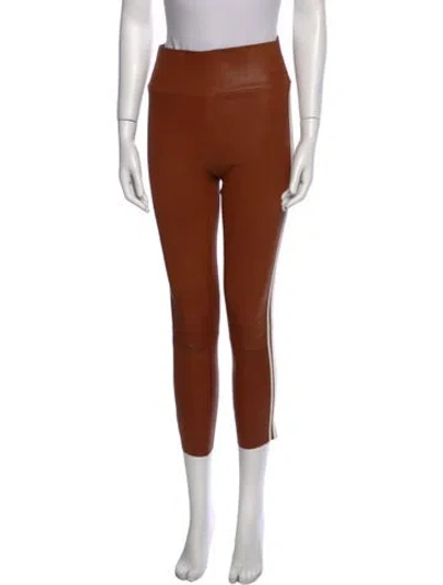 Pre-owned Sprwmn Leather Skinny Leg Pants In Brown