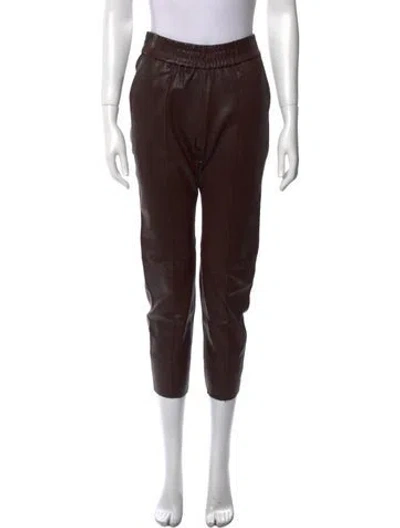 Pre-owned Sprwmn Leather Skinny Leg Pants In Brown