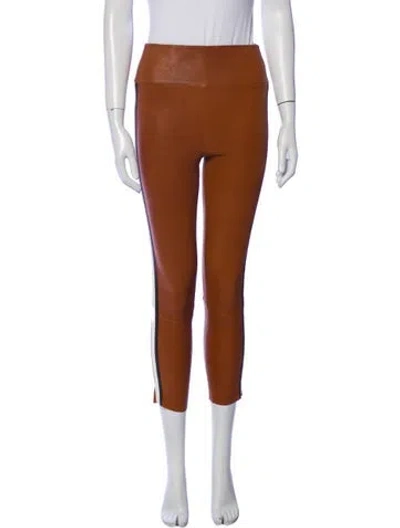 Pre-owned Sprwmn Leather Skinny Leg Pants In Brown