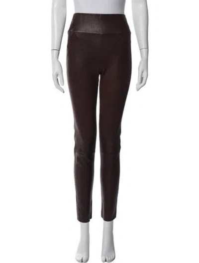Pre-owned Sprwmn Leather Skinny Leg Pants In Brown