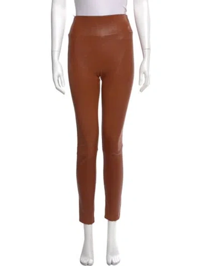 Pre-owned Sprwmn Leather Skinny Leg Pants In Brown