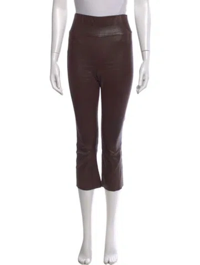 Pre-owned Sprwmn Leather Skinny Leg Pants In Brown