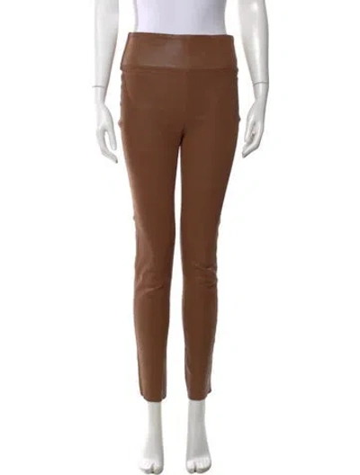 Pre-owned Sprwmn Leather Skinny Leg Pants In Brown