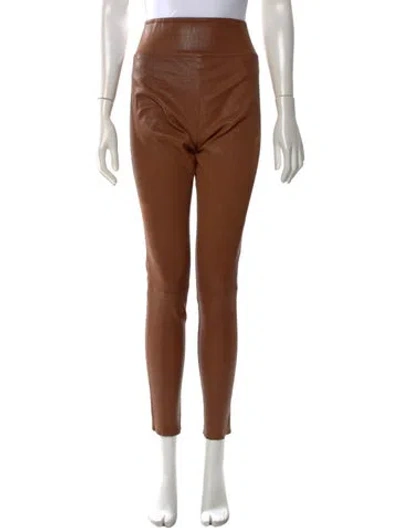 Pre-owned Sprwmn Leather Skinny Leg Pants In Brown
