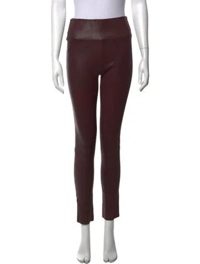 Pre-owned Sprwmn Leather Skinny Leg Pants In Brown