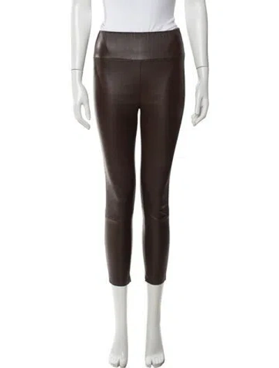 Pre-owned Sprwmn Leather Skinny Leg Pants In Brown