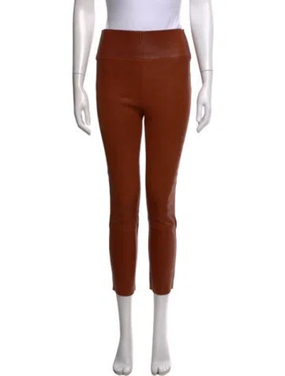 Pre-owned Sprwmn Leather Skinny Leg Pants In Brown