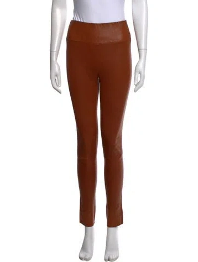 Pre-owned Sprwmn Leather Skinny Leg Pants In Brown
