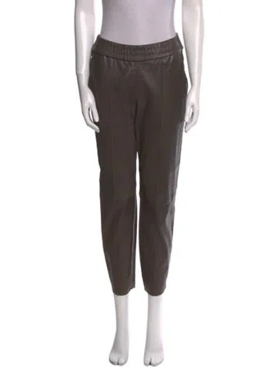 Pre-owned Sprwmn Leather Skinny Leg Pants In Brown