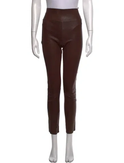 Pre-owned Sprwmn Leather Skinny Leg Pants In Brown