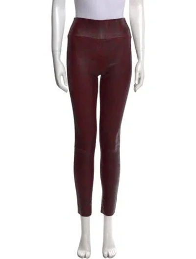 Pre-owned Sprwmn Leather Skinny Leg Pants In Burgundy