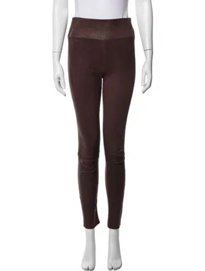 Pre-owned Sprwmn Leather Skinny Leg Pants In Burgundy