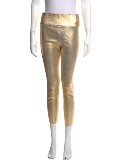 Pre-owned Sprwmn Leather Skinny Leg Pants In Gold