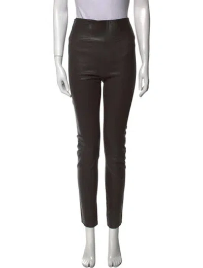 Pre-owned Sprwmn Leather Skinny Leg Pants In Gray