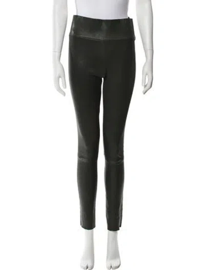 Pre-owned Sprwmn Leather Skinny Leg Pants In Green
