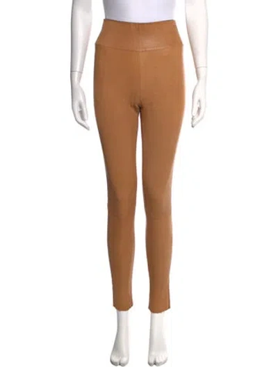Pre-owned Sprwmn Leather Skinny Leg Pants In Orange