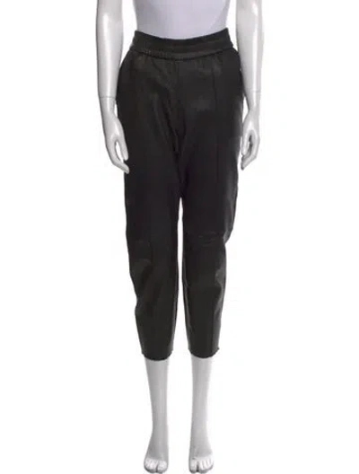Pre-owned Sprwmn Leather Straight Leg Pants In Black