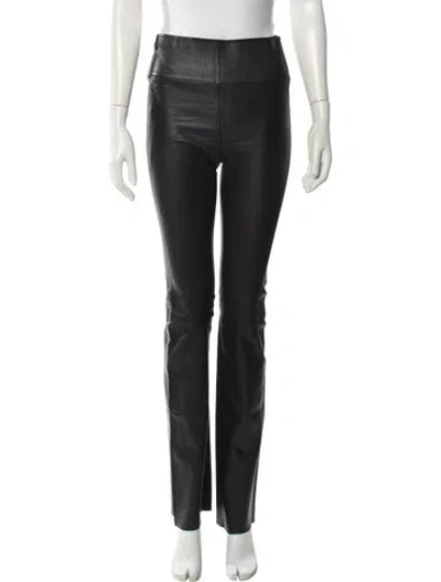 Pre-owned Sprwmn Leather Straight Leg Pants In Black