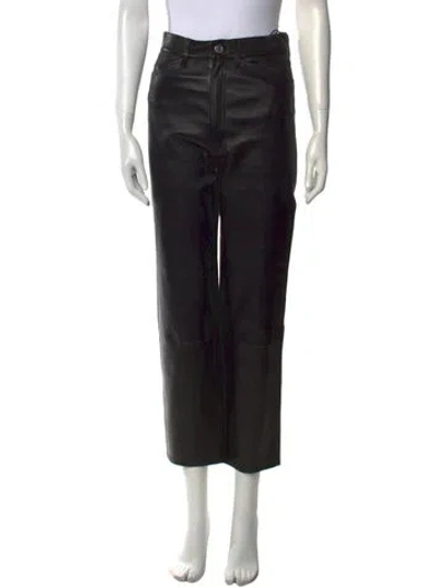 Pre-owned Sprwmn Leather Straight Leg Pants In Black