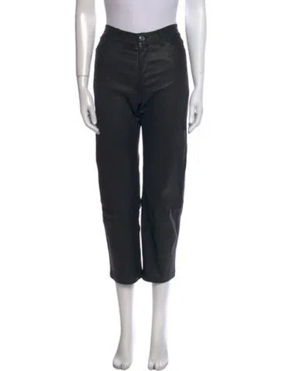 Pre-owned Sprwmn Leather Straight Leg Pants In Black