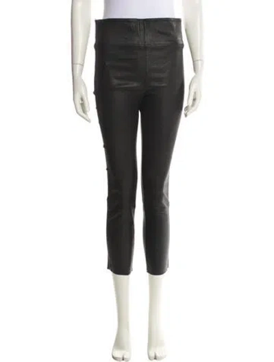 Pre-owned Sprwmn Leather Straight Leg Pants In Black