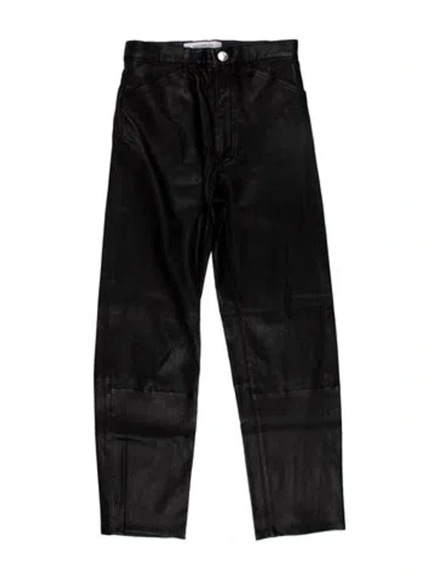 Pre-owned Sprwmn Leather Straight Leg Pants In Black