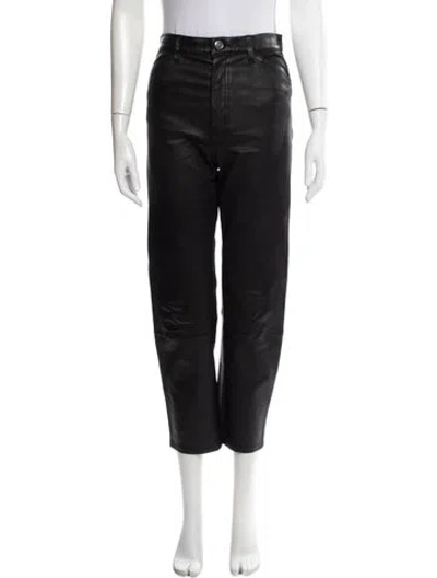 Pre-owned Sprwmn Leather Straight Leg Pants In Black