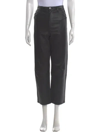 Pre-owned Sprwmn Leather Straight Leg Pants In Black