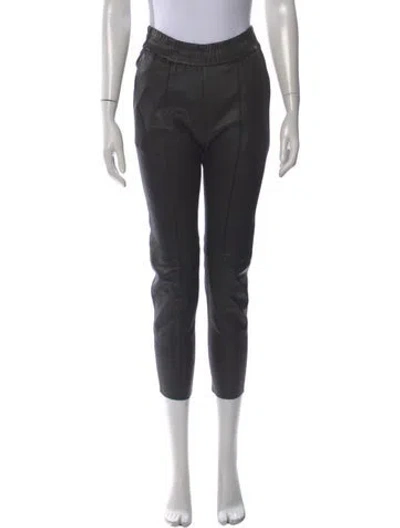 Pre-owned Sprwmn Leather Straight Leg Pants In Black