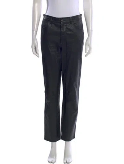 Pre-owned Sprwmn Leather Straight Leg Pants In Black