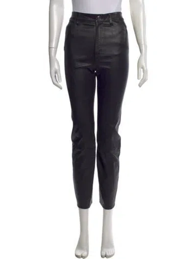 Pre-owned Sprwmn Leather Straight Leg Pants In Black