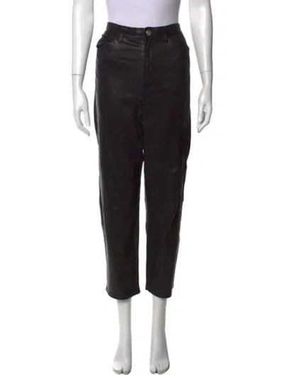 Pre-owned Sprwmn Leather Straight Leg Pants In Black