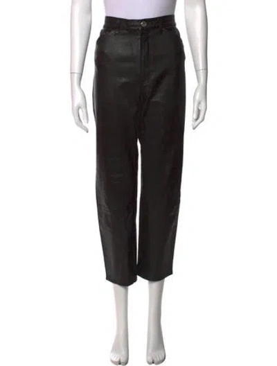 Pre-owned Sprwmn Leather Straight Leg Pants In Black