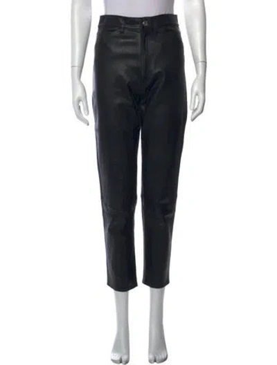 Pre-owned Sprwmn Leather Straight Leg Pants In Black