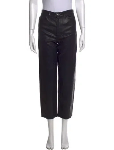 Pre-owned Sprwmn Leather Straight Leg Pants In Black