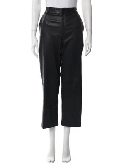 Pre-owned Sprwmn Leather Straight Leg Pants In Black